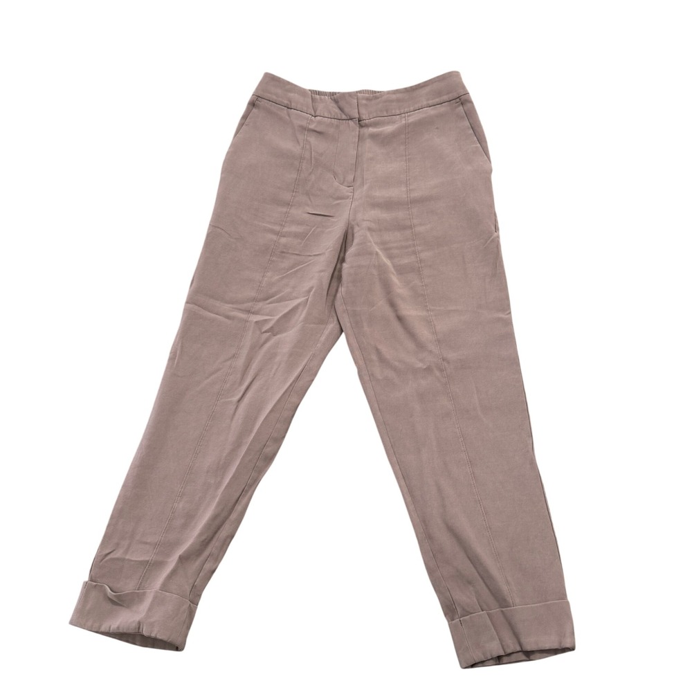 Nine West Ankle Dress Pants Women's M Gray Rayon Polyester Elastic Waist Cuffed